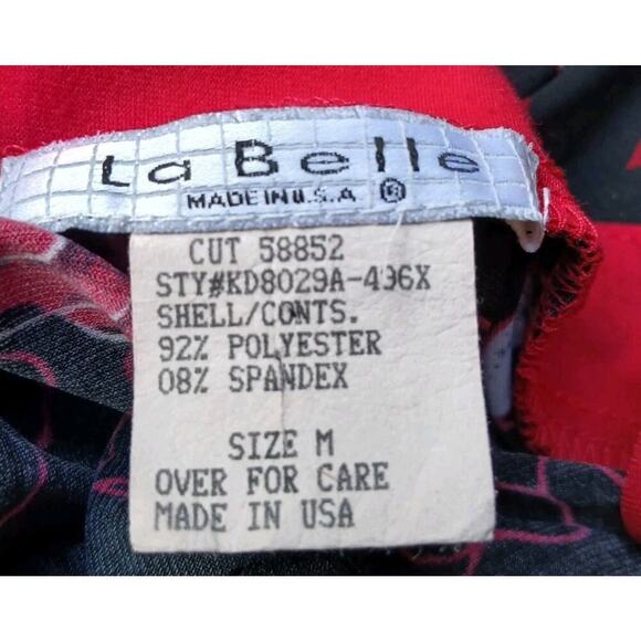 Vintage Y2K La Belle‎ Medium Rockabilly Stretch Faux Wrap Fitted Dress - Picture 7 of 7